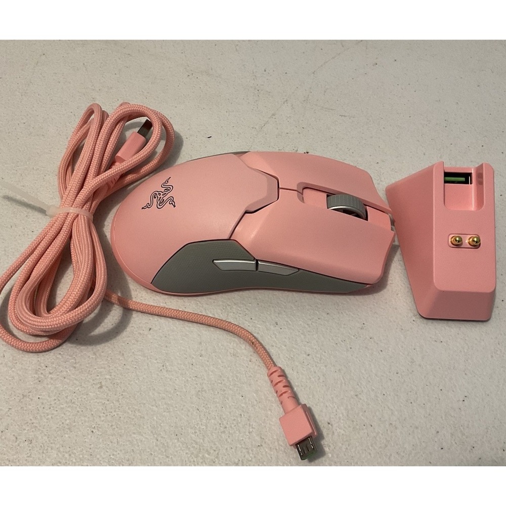 Pink Razer Viper Ultimate Wireless Gaming Mouse With Dock